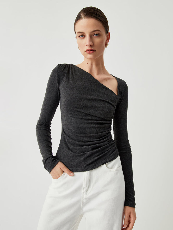 Monteclo - Adelyn Slinky Asymmetric Long Sleeve Shirt