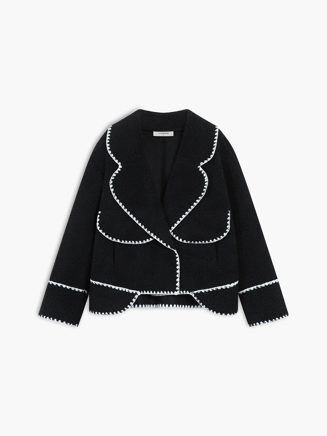 Monteclo - Sophia Embroidered Trim Fleece Kimono Jacket