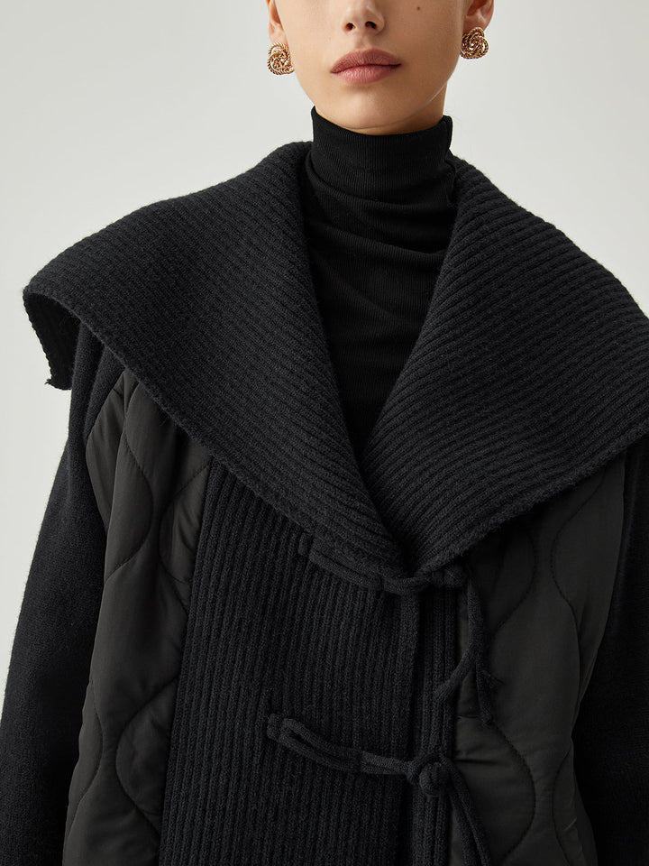 Monteclo - Bailey Patchwork Collared Geometric Winter Coat