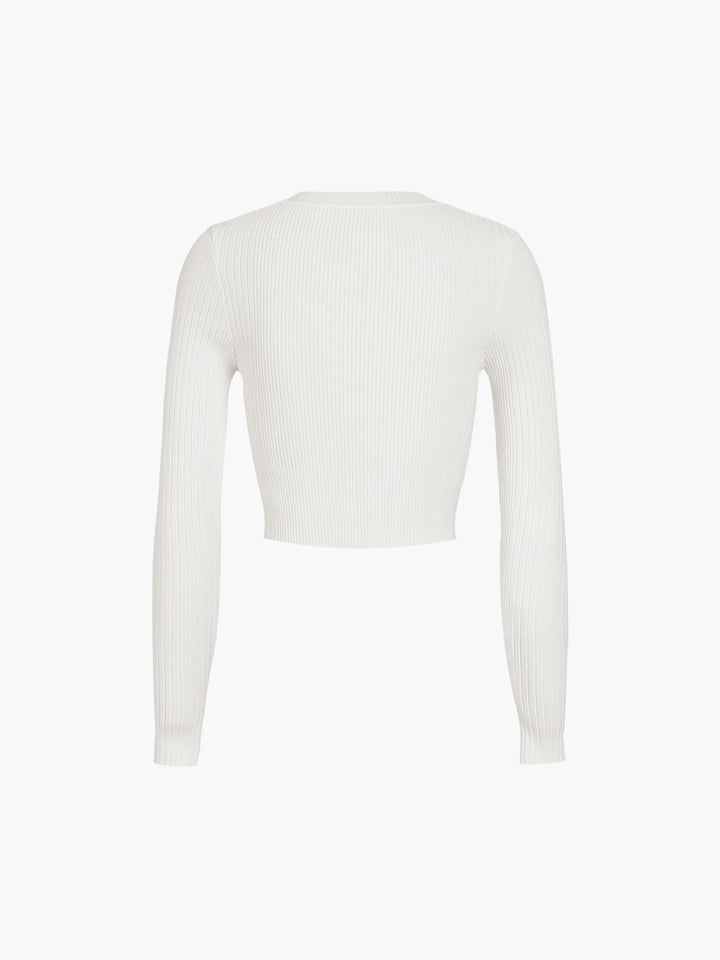 Monteclo - Charmie Split Beads Detail Ribbed Knit Top