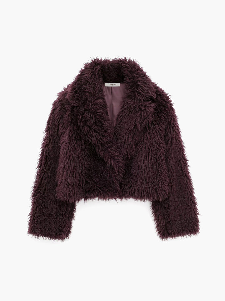 Monteclo - Victoria Fuzzy Faux Fur Short Coat