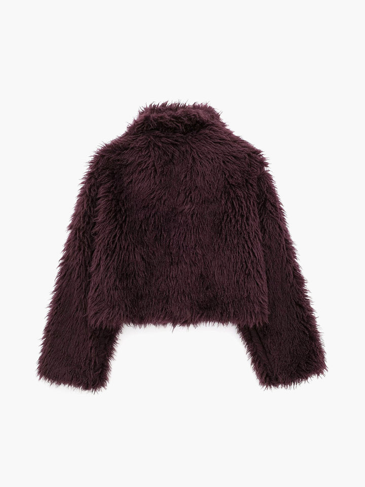 Monteclo - Victoria Fuzzy Faux Fur Short Coat