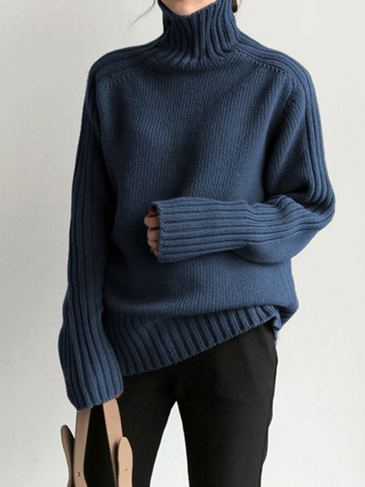 Monteclo - Madelynn Solid High Neck Knit Sweater