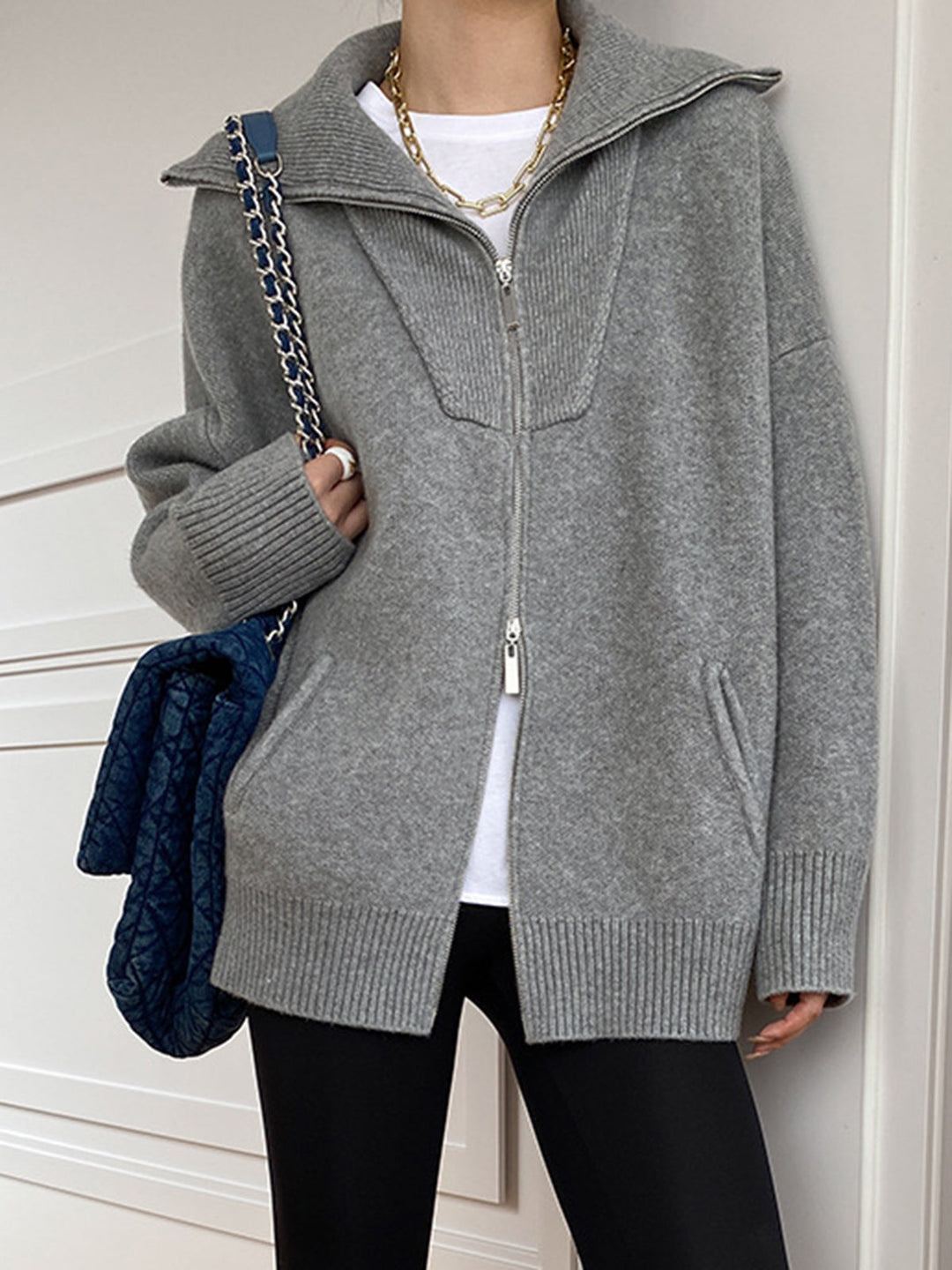 Monteclo - Alani Oversized Open Collar Cardigan