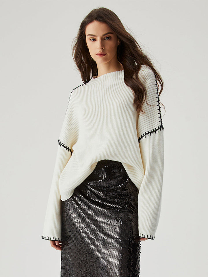 Monteclo - Azalea Contrast Trim Sweater