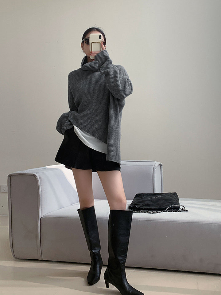 Monteclo - Scarlet Turtleneck Oversized Sweater