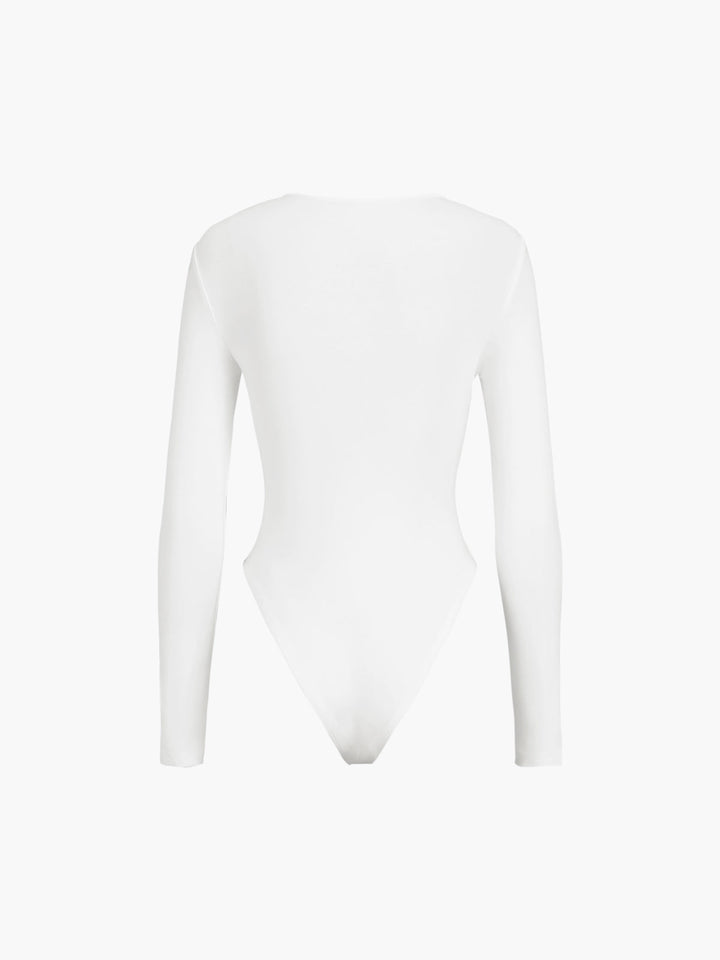 Monteclo - Long Sleeve Metallic Ruched Bodysuit