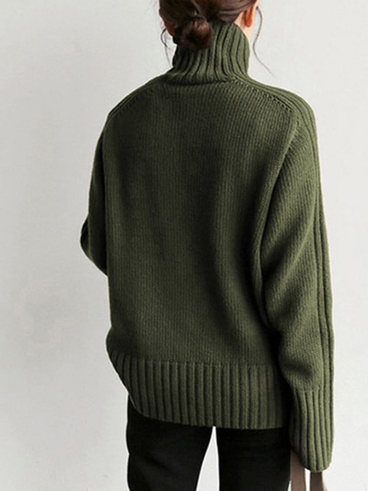 Monteclo - Madelynn Solid High Neck Knit Sweater