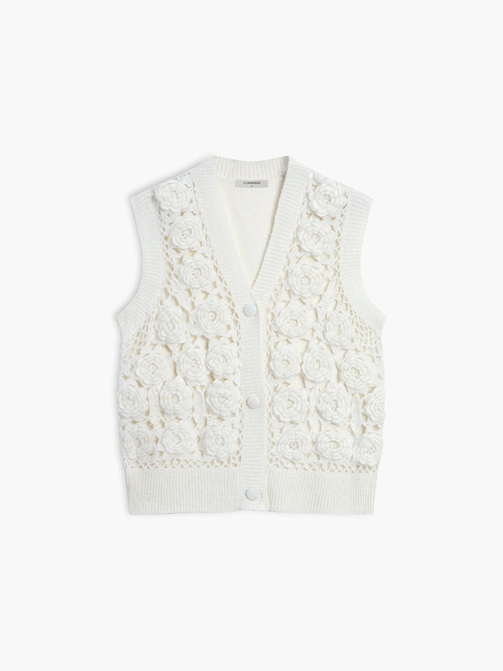 Monteclo - Astrid Wool Blend Crochet Knit Vest