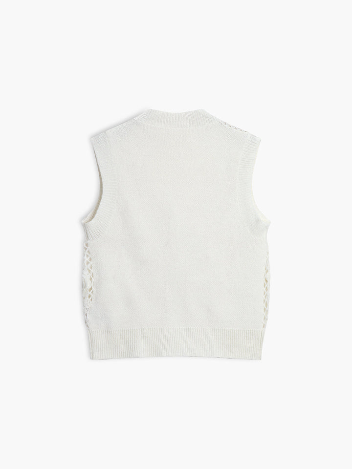 Monteclo - Astrid Wool Blend Crochet Knit Vest