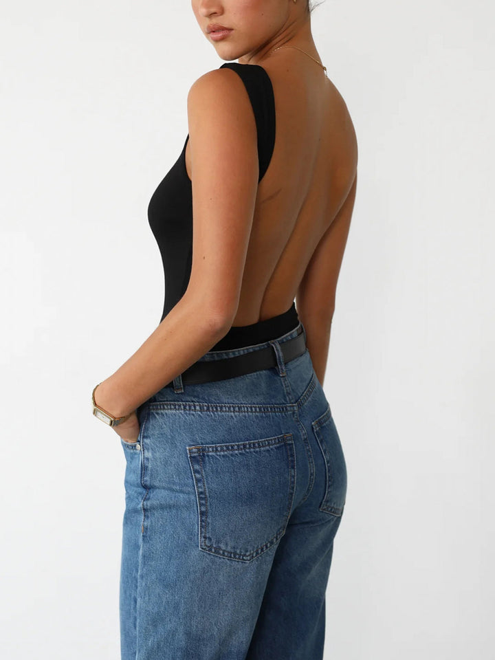 Monteclo - Maggie Slinky Open Back Sleeveless Bodysuit