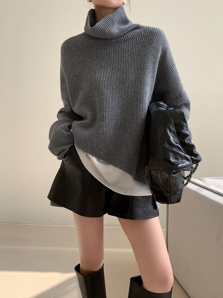 Monteclo - Scarlet Turtleneck Oversized Sweater