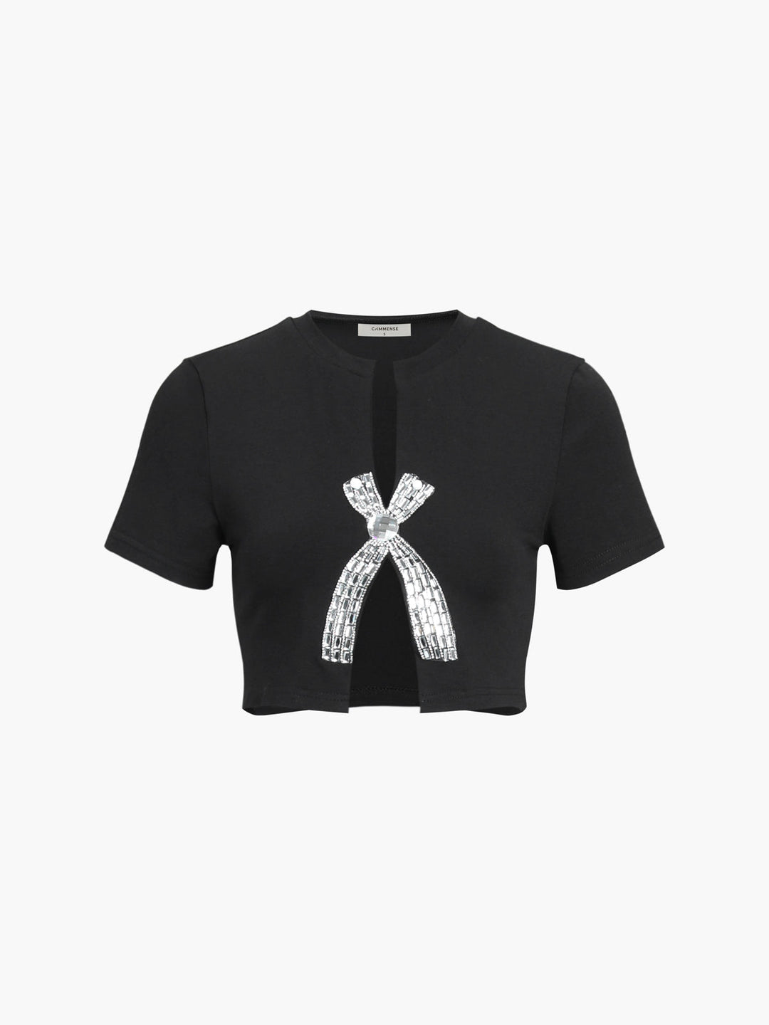 Monteclo - Kamila Rhinestone Bow Decorated Top