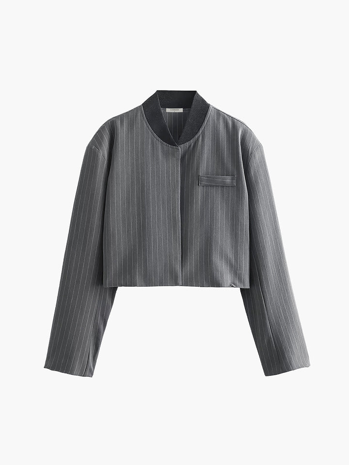 Monteclo - Chelsea Tailored Pinstripe Patchwork Collar Jacket