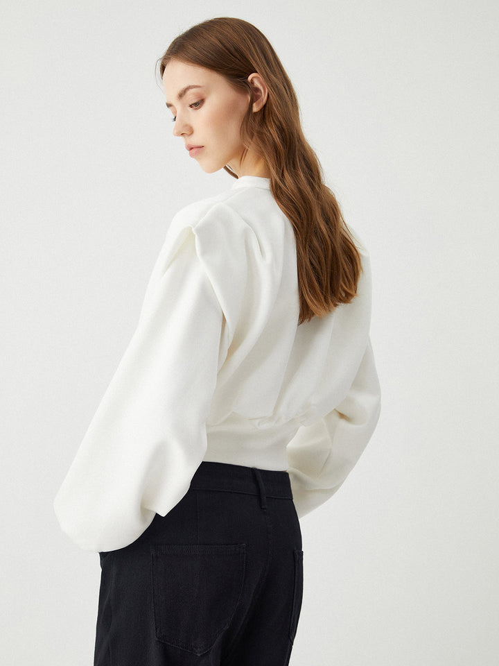 Monteclo - Jasmine Oversized Solid Long Sleeve Blouse