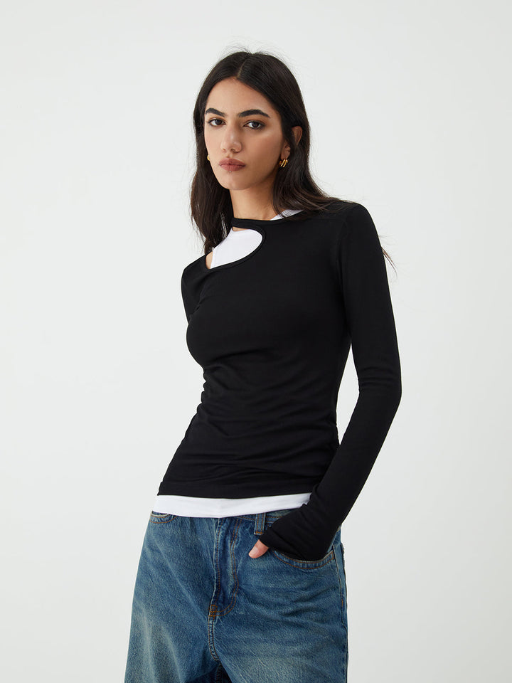 Monteclo - Neck Long Sleeve Blouse