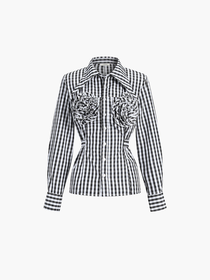 Monteclo - Natalia Large Flower Tie Up Button Shirt