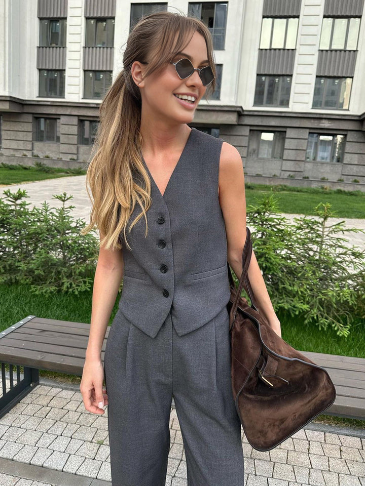 Monteclo - Alondra Solid Structured Suit Vest