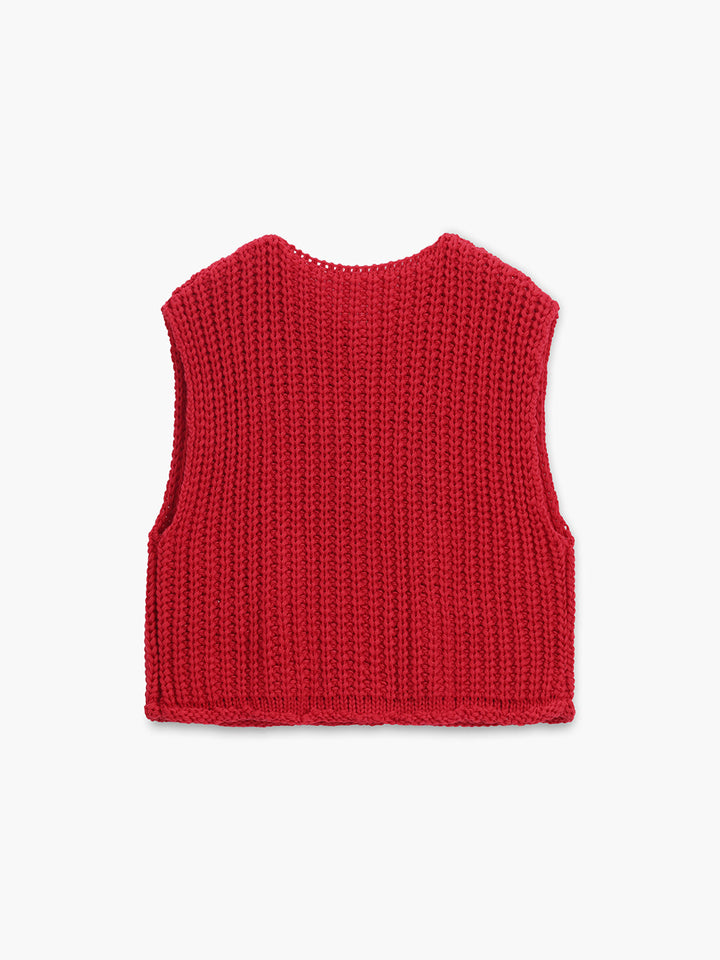 Monteclo - Antonella Crochet Button-Front Sweater Vest