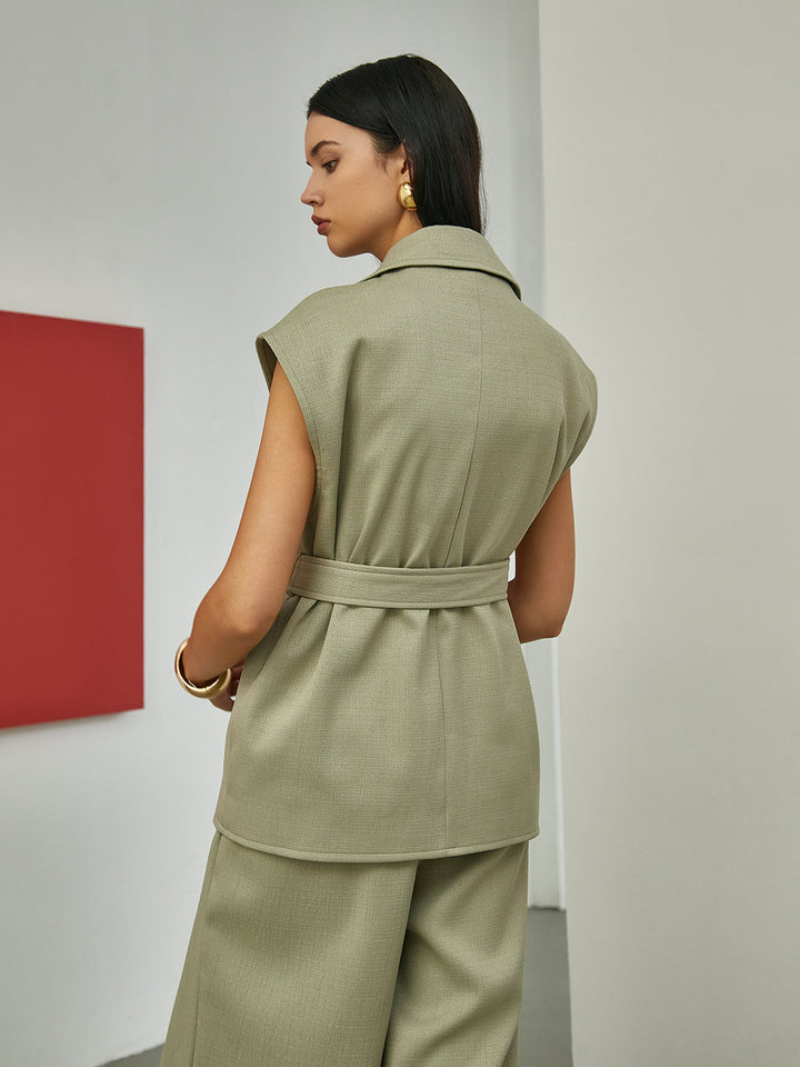 Monteclo - Makenzie Solid Tailored Belted Vest