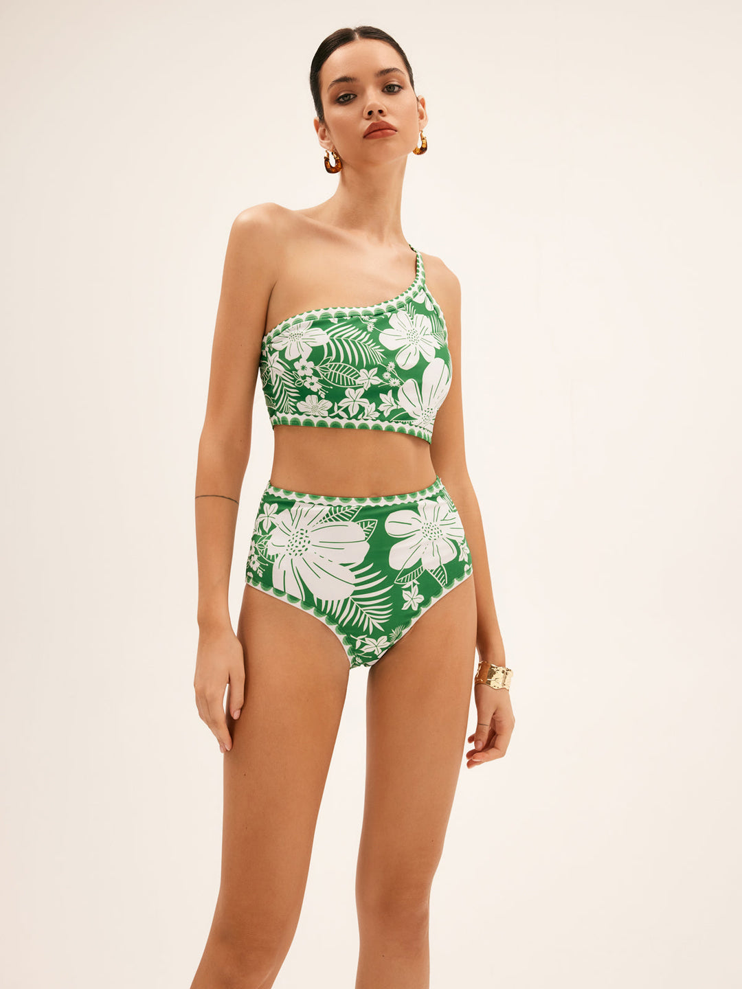 Monteclo - One Shoulder Floral Bikini Set