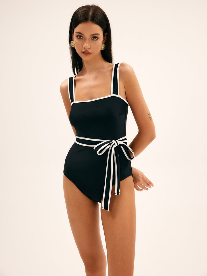 Sunbeam Contrast Belted One Piece Swimsuit