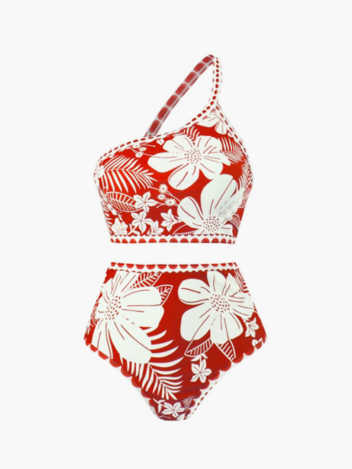 Monteclo - One Shoulder Floral Bikini Set