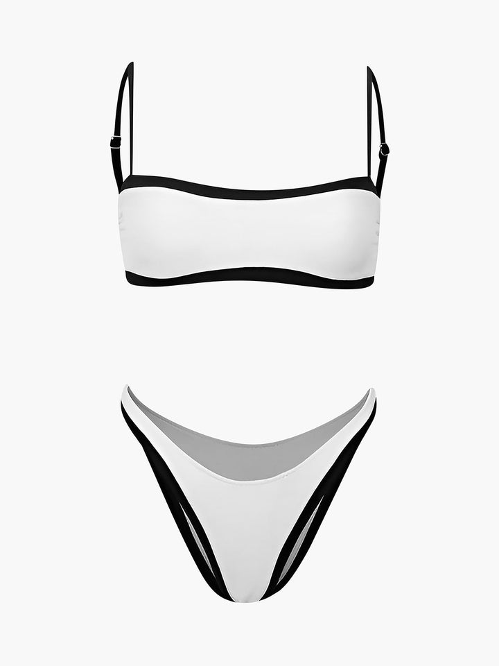 Contrast Binding Bikini Set