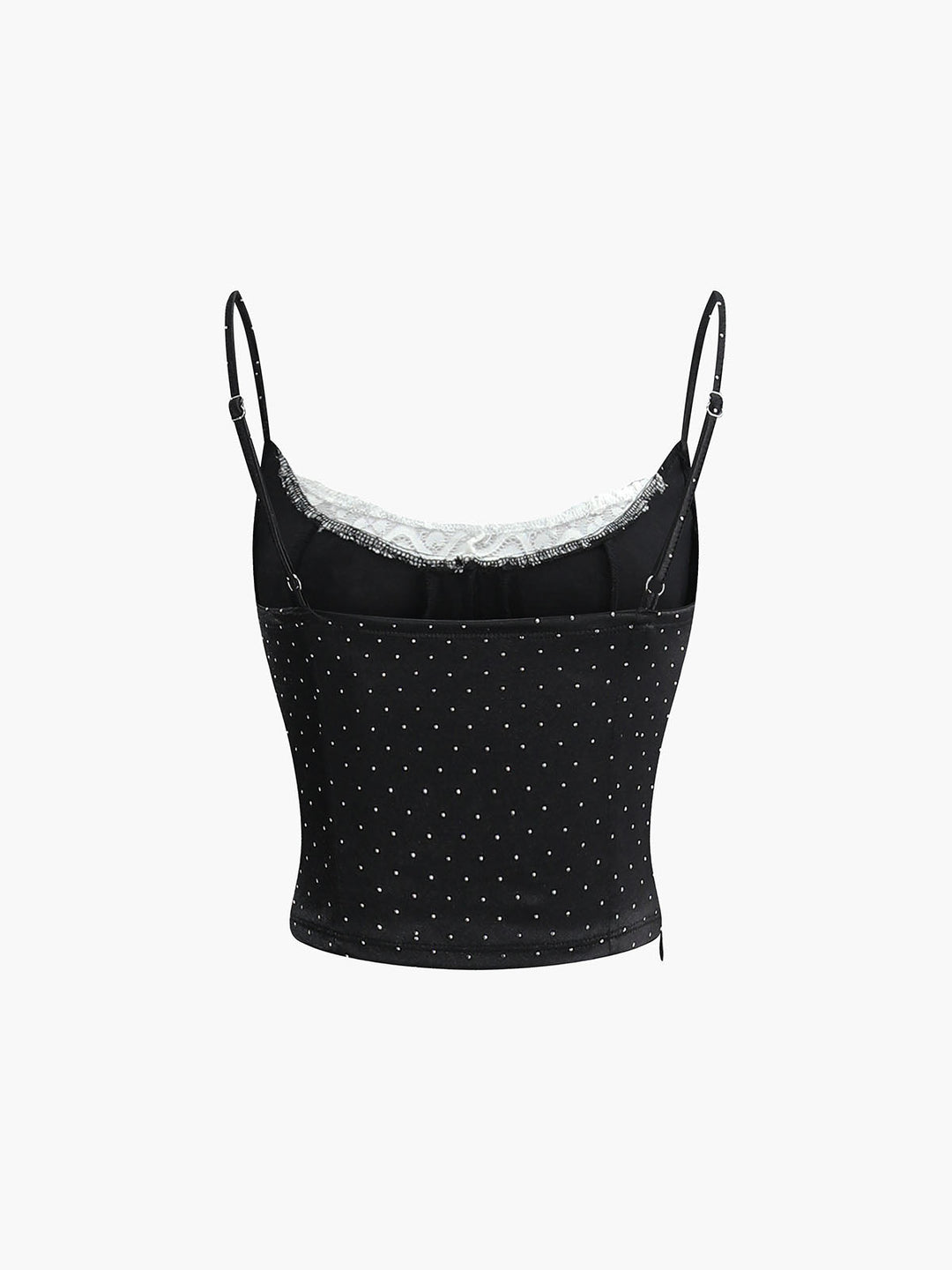 Monteclo - Ryleigh Polka Dot Lace Trim Bow Decor Cami Top