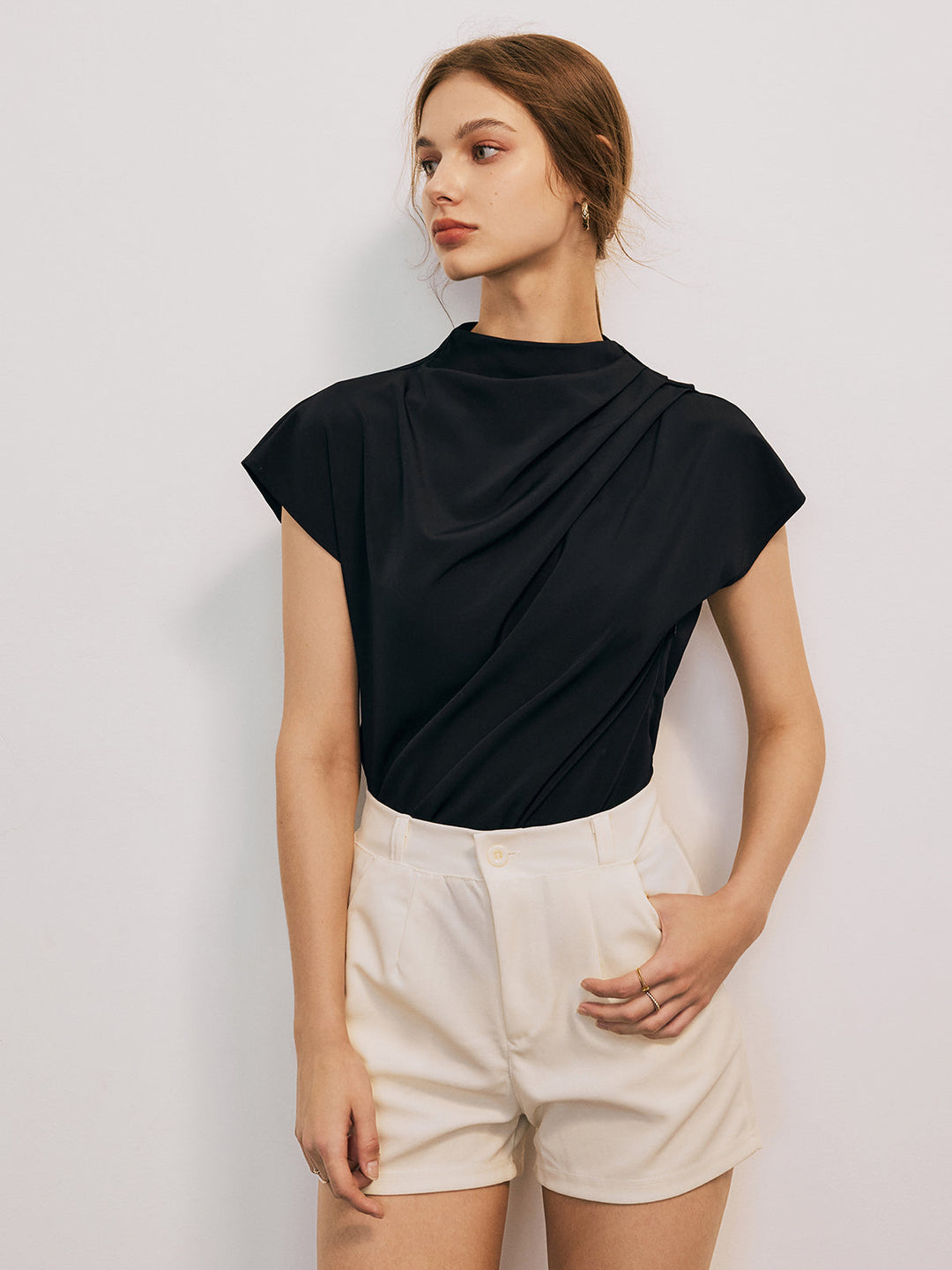 Monteclo - Holly Solid Cap Sleeve Blouse