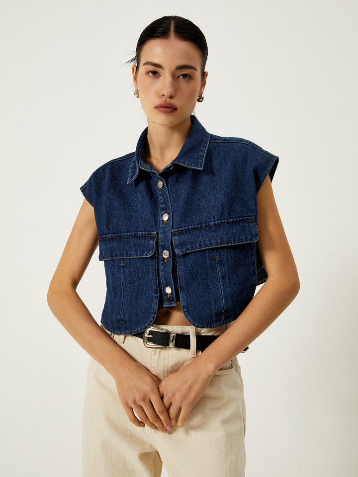 Denim - Monteclo Ivy Turn Down Collar Vest