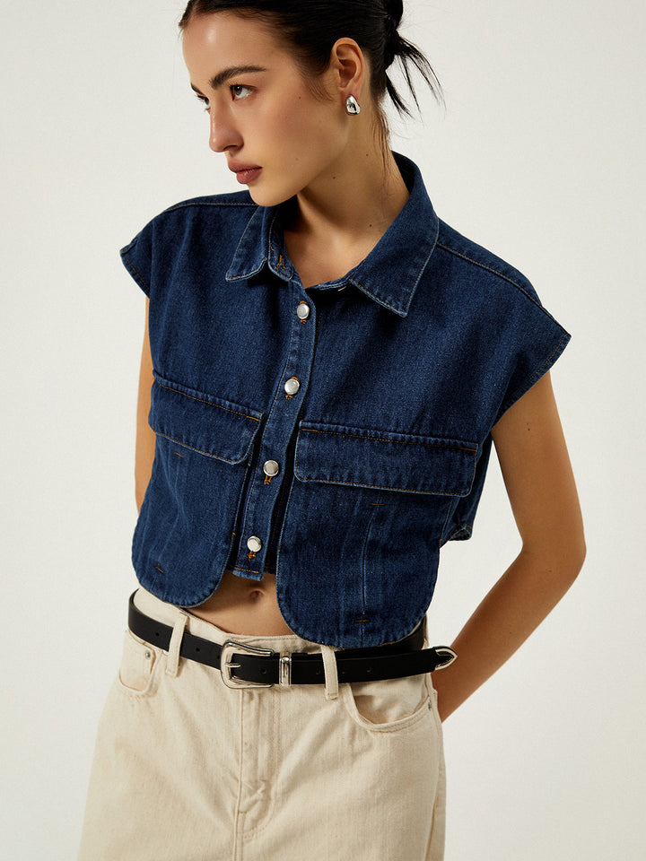 Denim - Monteclo Ivy Turn Down Collar Vest