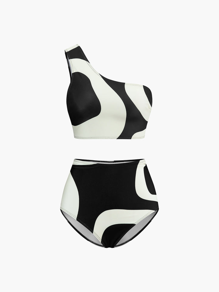 Monteclo - Rosemary Two-Tone Asymmetrical Neck Bikini Set