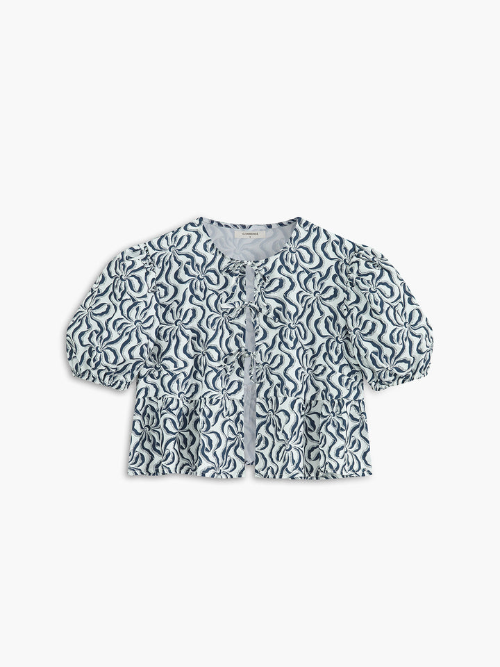 Monteclo - Blake Printed Tie Front Short Top