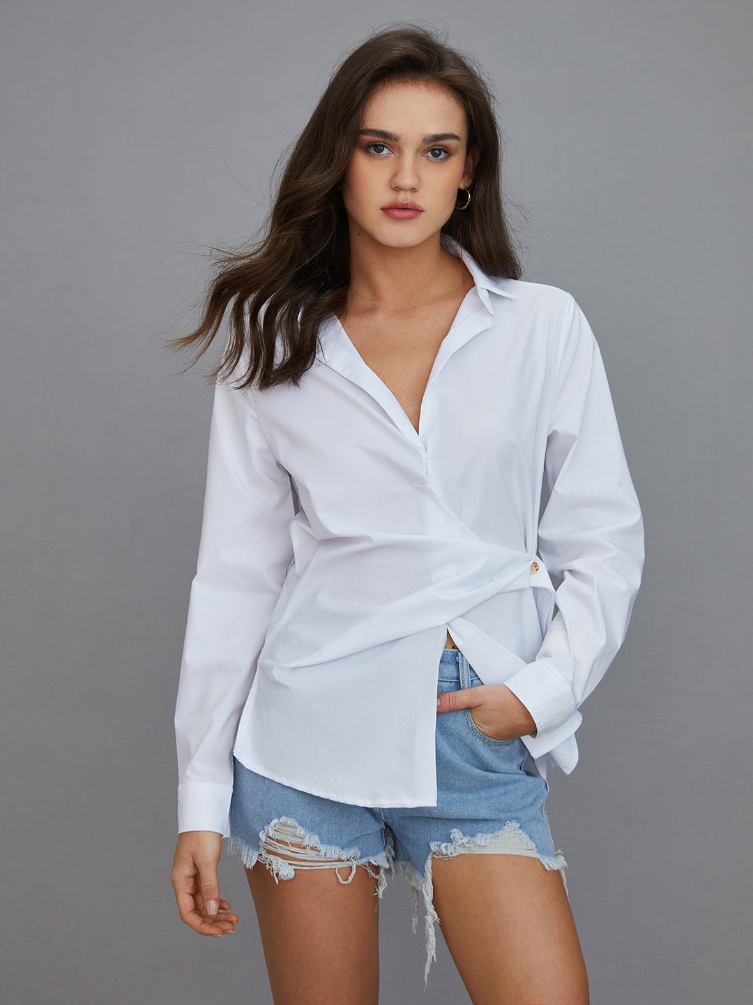 Monteclo - Tinsley Collared Wrap Long Sleeve Shirt