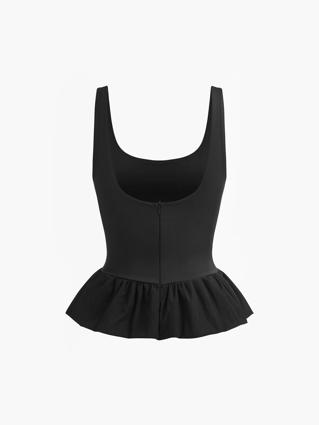 Monteclo - Anya Solid Pleated Ruffle Tank Top