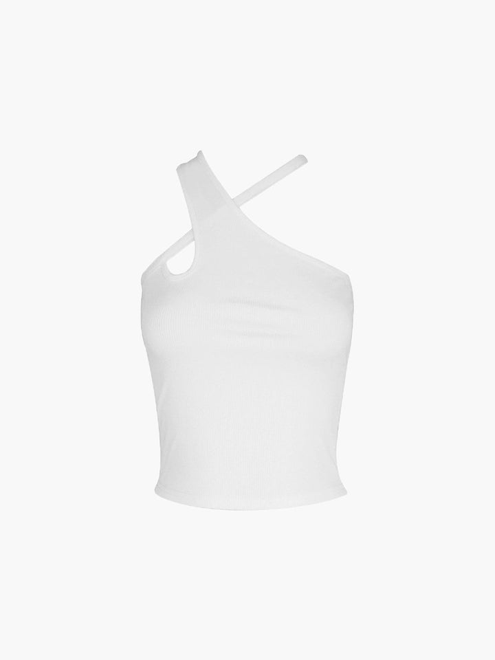 Monteclo - Lakelyn Cross Halter Cutout Tank Top