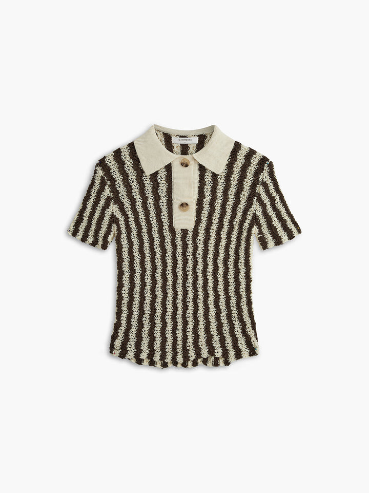 Monteclo - Mariana Striped Short Sleeve Knit Top