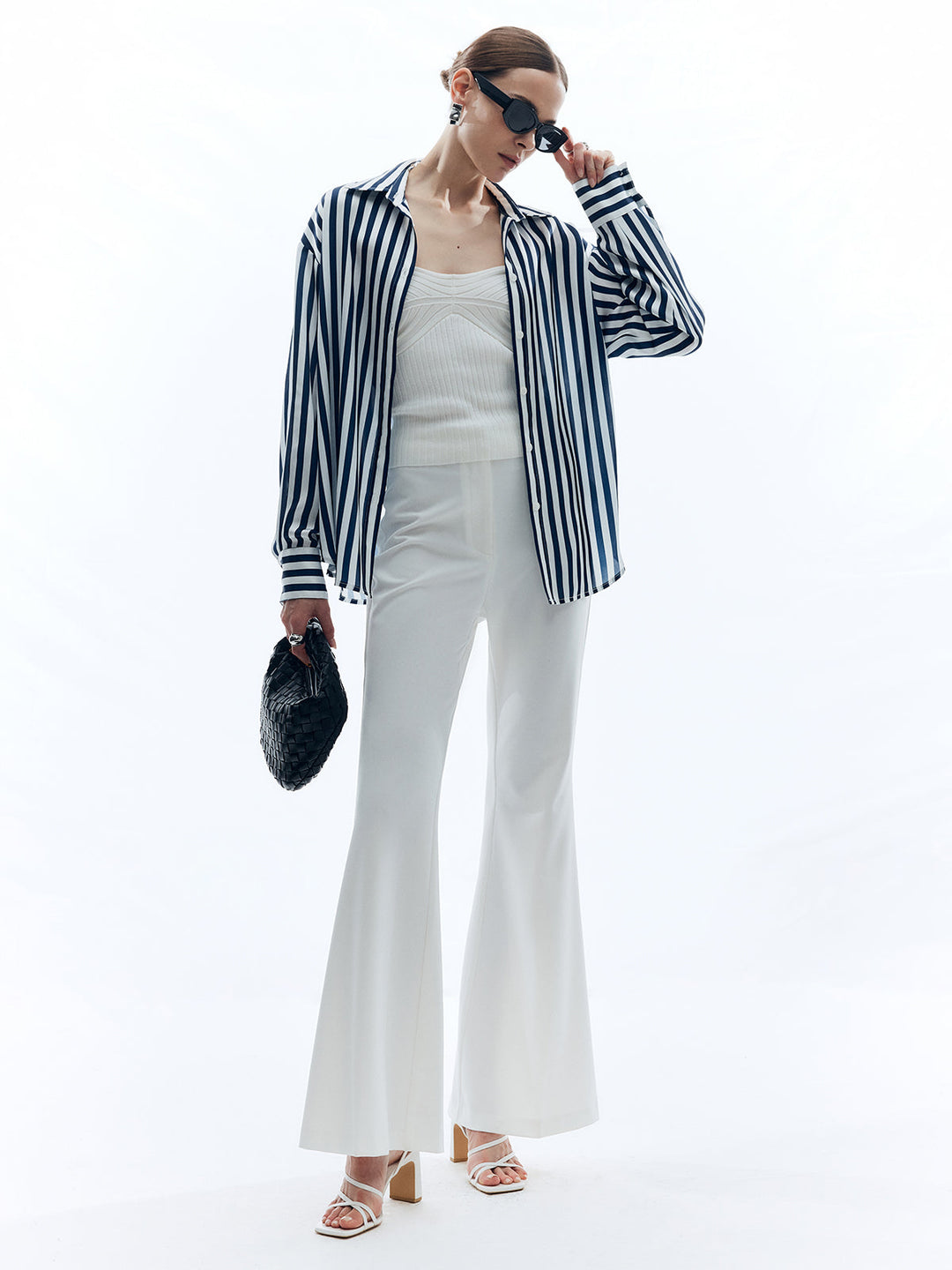 Monteclo - Elise Shift Stripe Turndown Collar Shirt