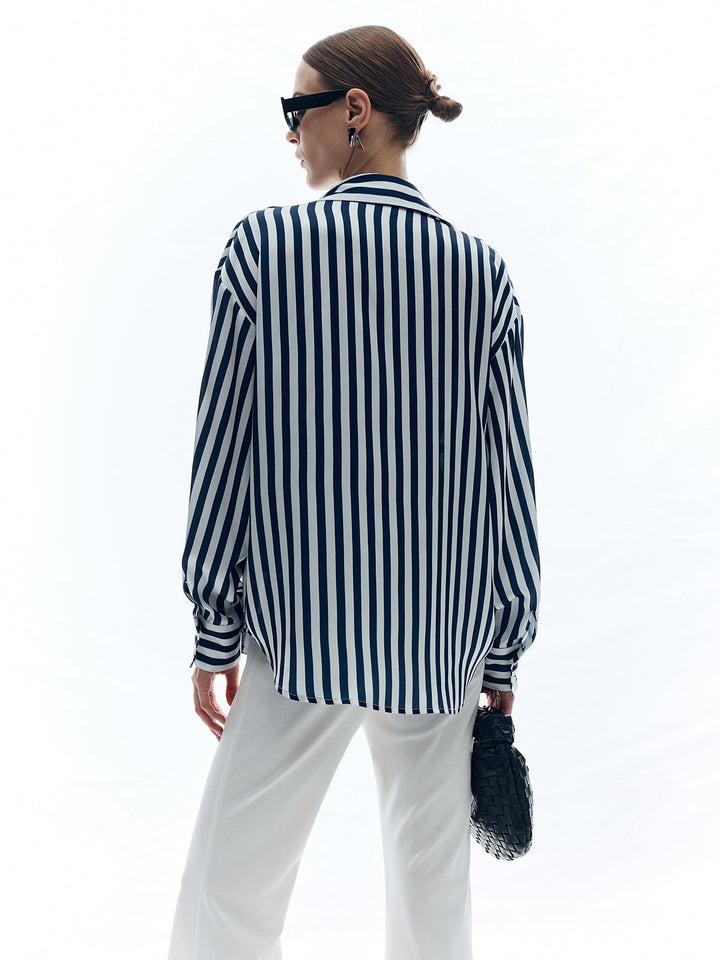 Monteclo - Elise Shift Stripe Turndown Collar Shirt