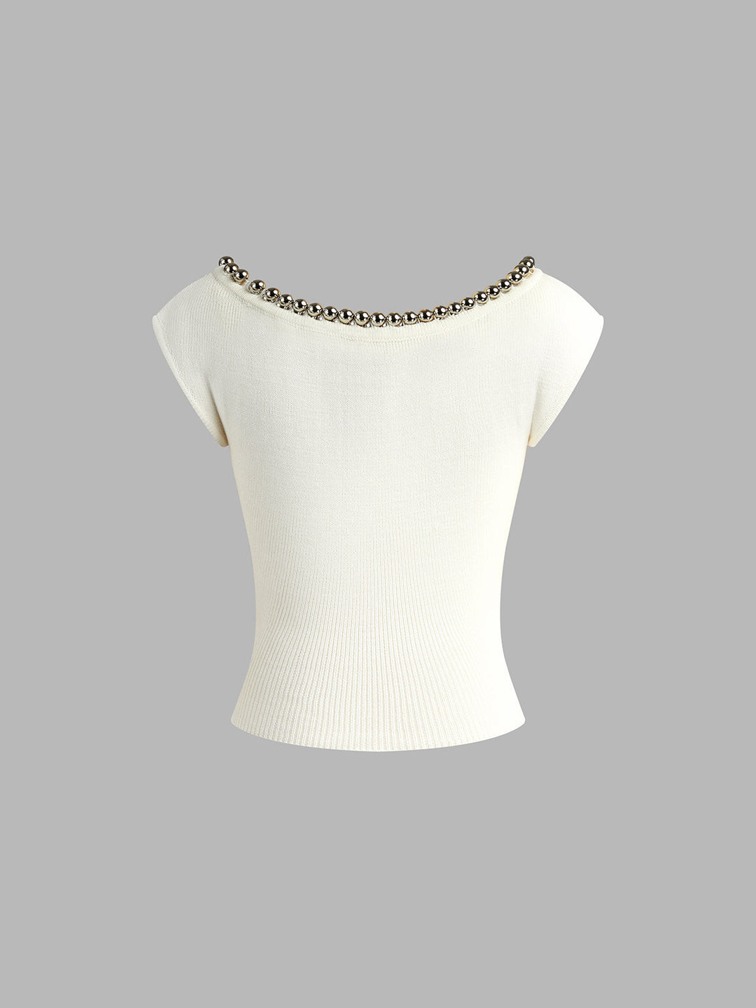 Monteclo - Danielle Solid Metal Ball Decoration Knit Top