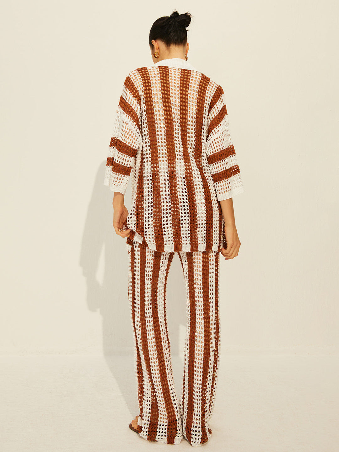 Monteclo - Jordyn Stripe Polo Knit Pants Set