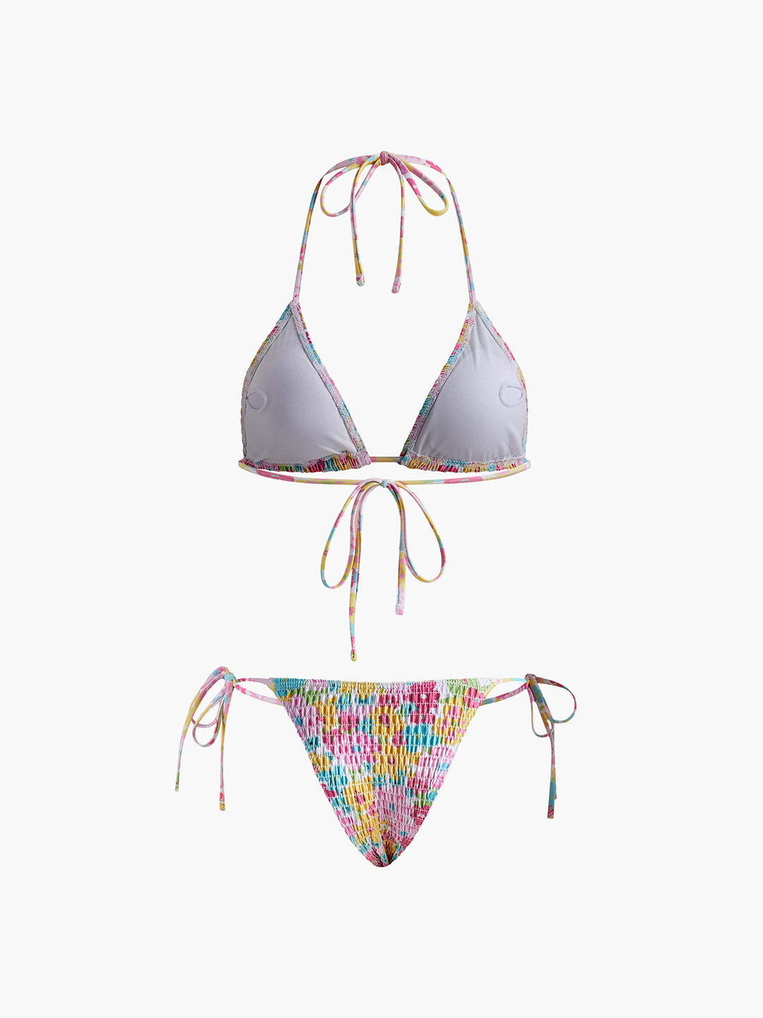 Shirred Printed Removable Padded Bikini Set