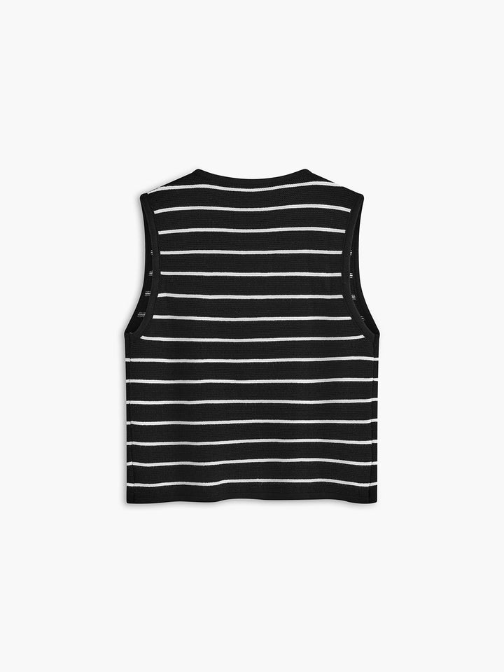 Monteclo - Rachel Striped V-Neck Tie Front Sweater Vest