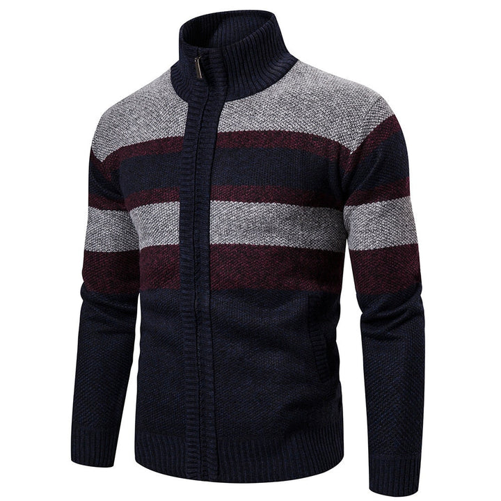 Mens Striped Slim Fit Knitted Cardigan