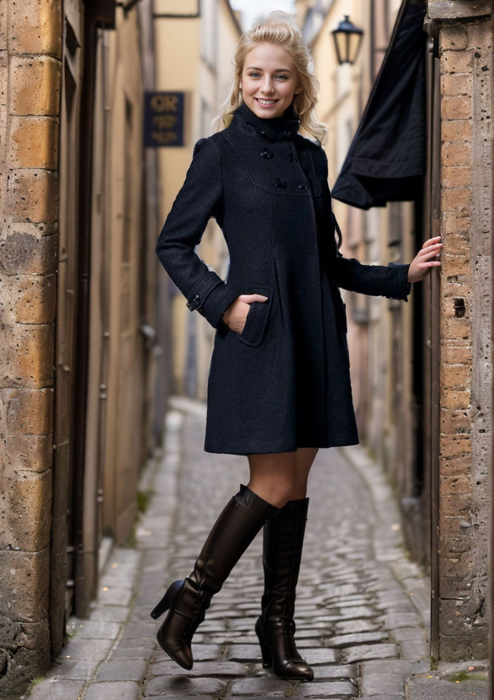 Kathryn | Elegant Double-Breasted Coat | Sophisticated Design with Side Pockets