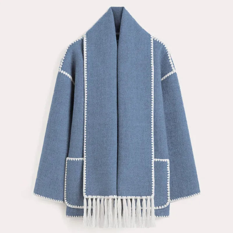 Reina - fringed scarf jacket