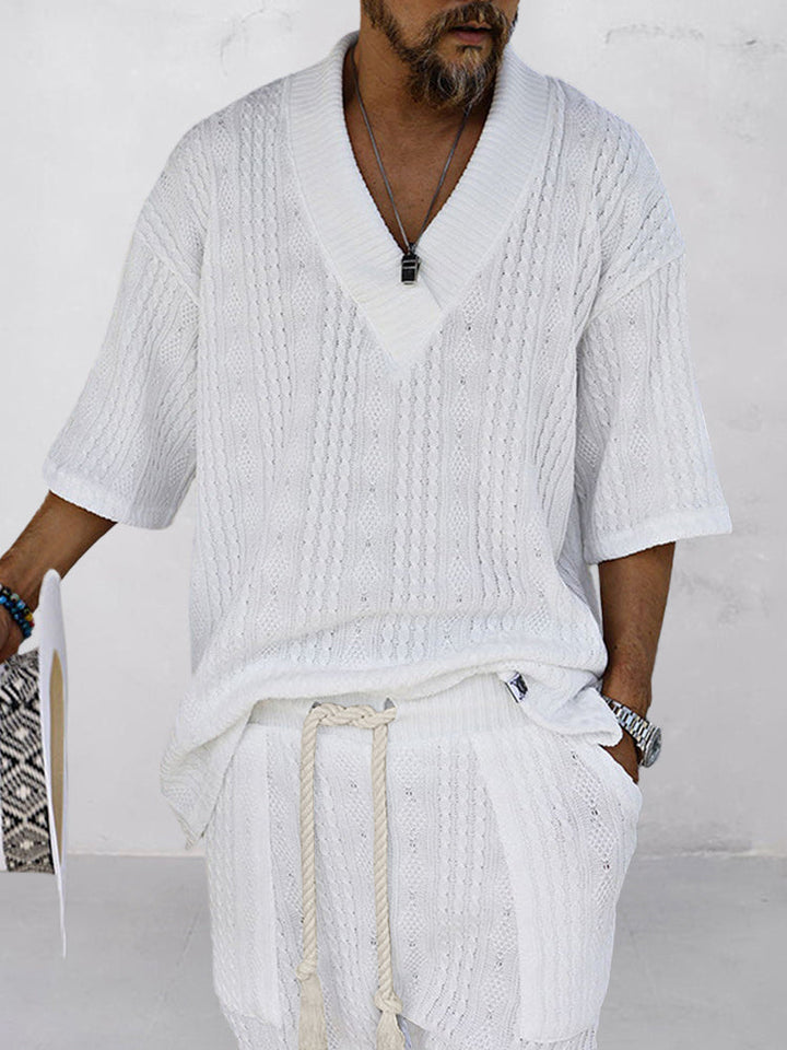 Stylish knit shirt set