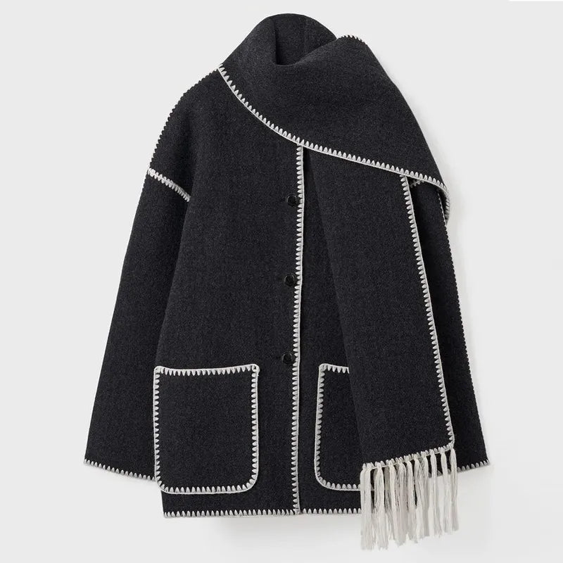 Reina - fringed scarf jacket