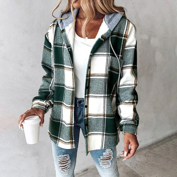 Ivy | Plaid Button-Up Hoodie Shirt